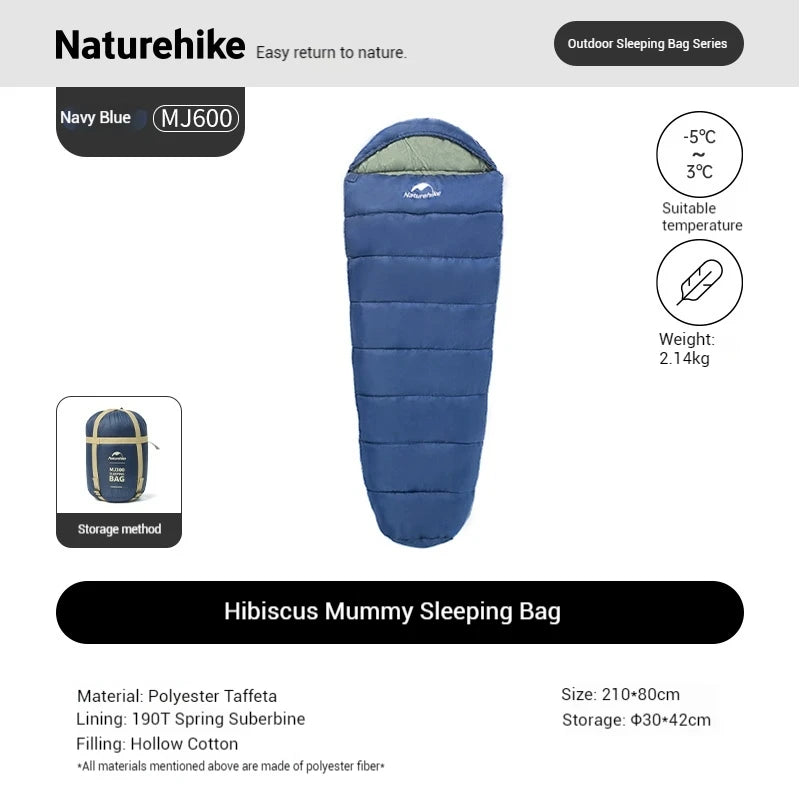 Naturehike Mummy Sleeping Bag -5~7℃ MJ300 / MJ600 for Outdoor Camping Hiking Travel Winter Spring Warm Sleeping Bag Portable