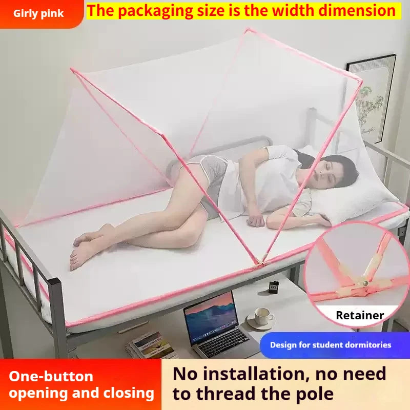 Pop Up Mosquito Net Portable Foldable - No Installation 3s Auto Setup for Student Dormitory/Camping Travel/Home Bed Ultra Light