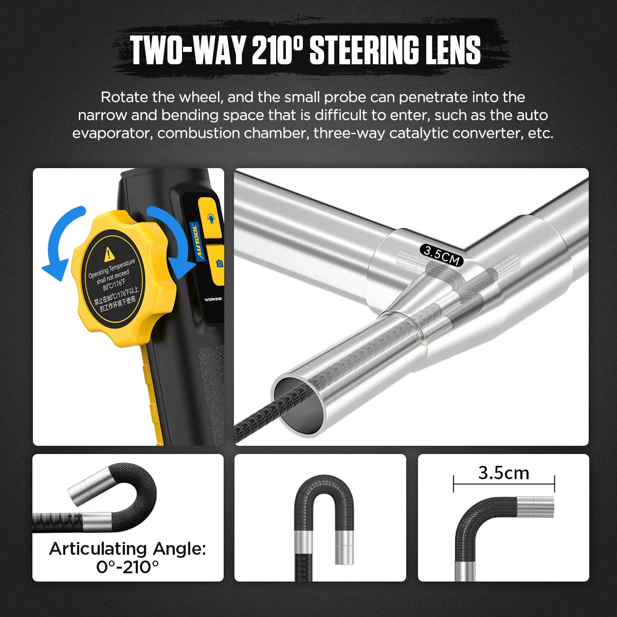 AUTOOL Car Industrial Endoscope SVB302 Automotive Inspection Camera USB Video Borescope for Mobile Phones Waterproof IP67