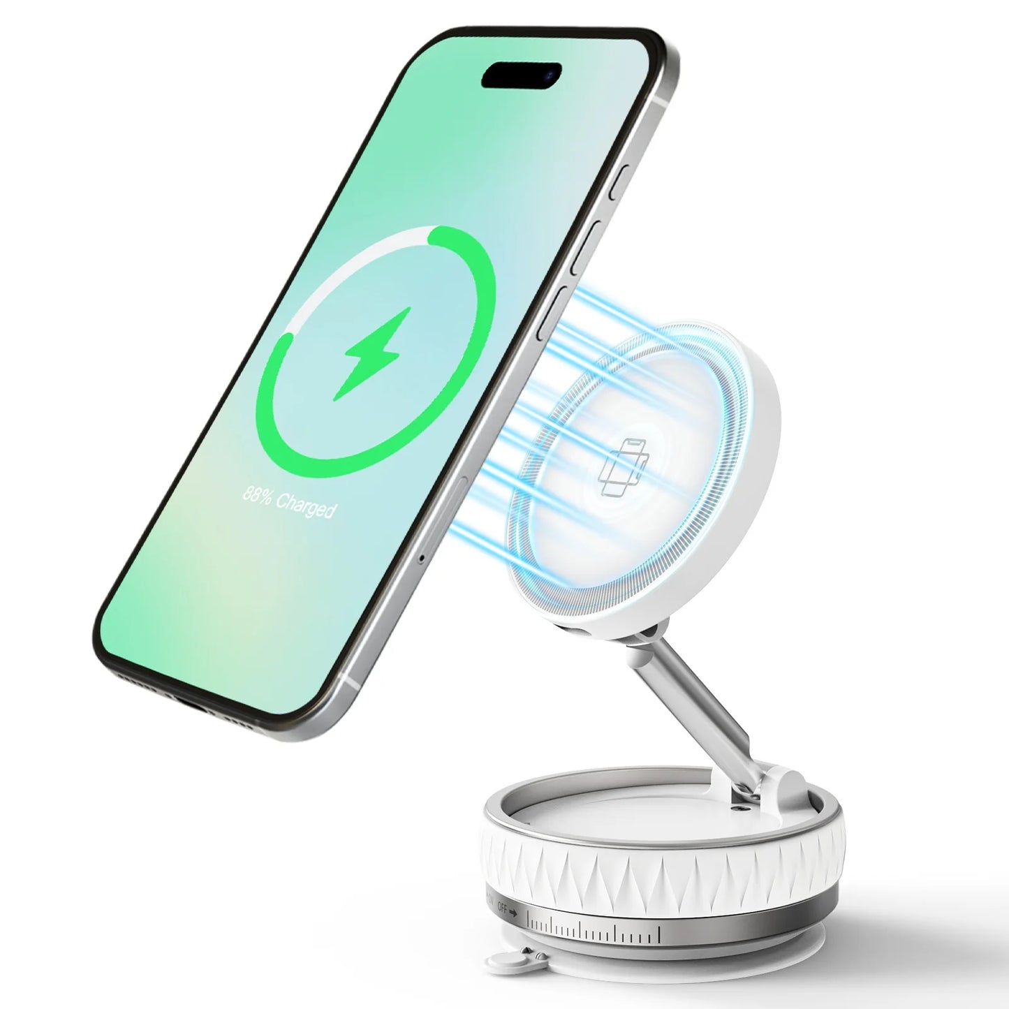 15W Wireless Car Charger Phone Holder N55 Magnetic Vacuum Fast Charging Station Portable 360° Rotatable for iPhone All Phones
