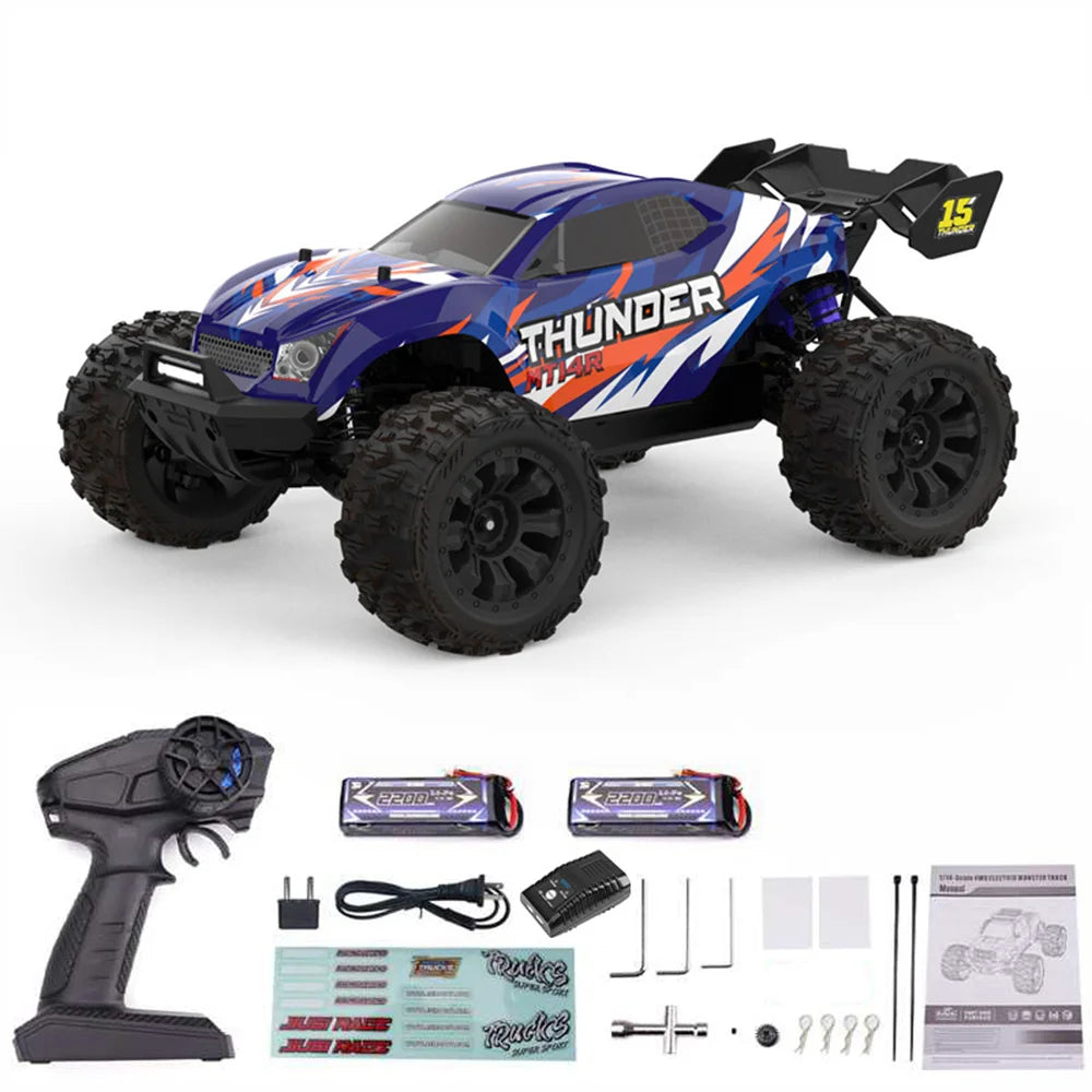 JIUSI MT14R 1/14 RC Racing Car 3S 35C 2200mAh 80km/h Brushless Motor 2.4G Remote Control 4WD Off-road RC Trucks Toys