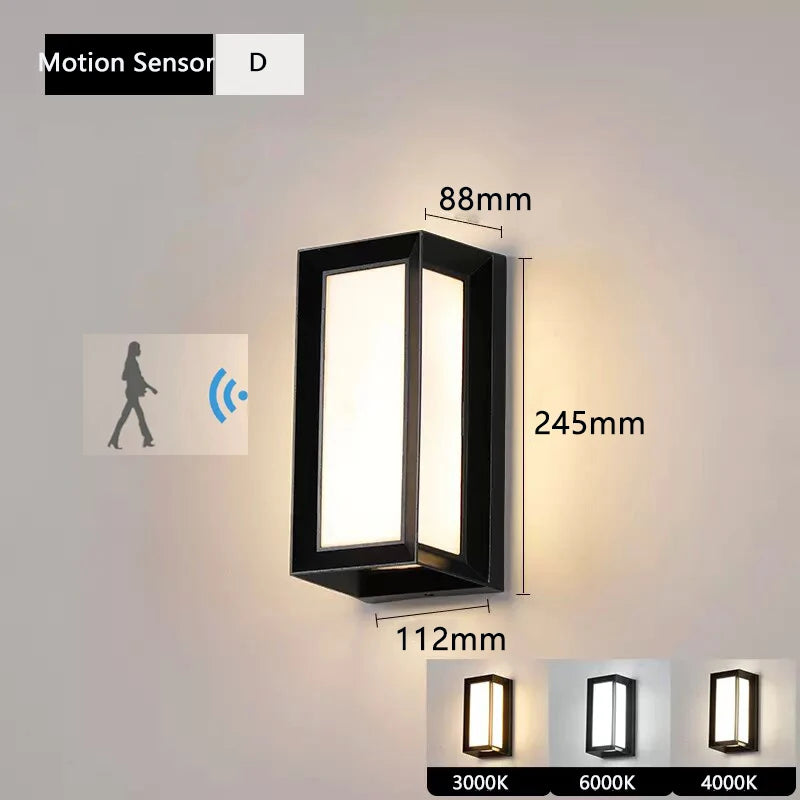 DC12-24V Waterproof IP65 Led Outdoor Wall Light Motion Sensor Led Outdoor Lighting Porch Lights Balcony Garden Lights Wall Lamp