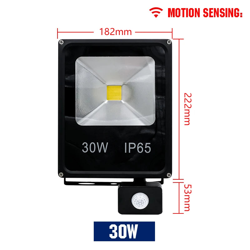 Led Floodlight 10W 30W 50W 220V Reflector Flood Light Waterproof Ip65 Garden Spotlight Pir Motion Sensor Wall Outdoor Lighting