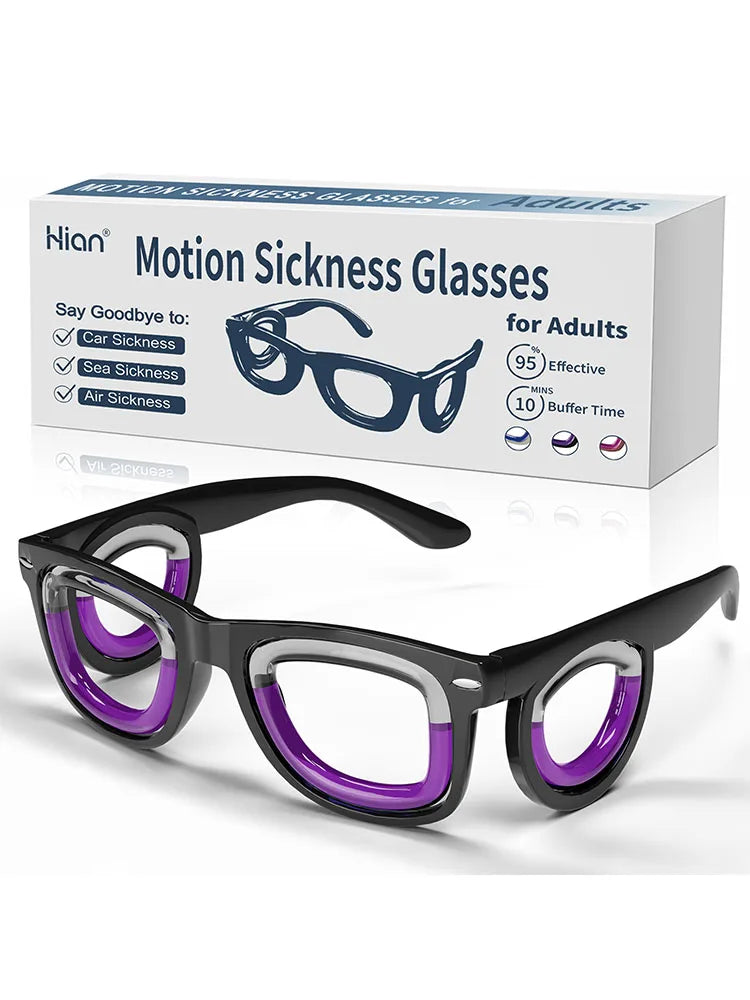 Anti-Motion Sickness Glasses | Ultra-Light Ergonomic Design for Cars/Travel/Cruises | Portable Nausea Relief