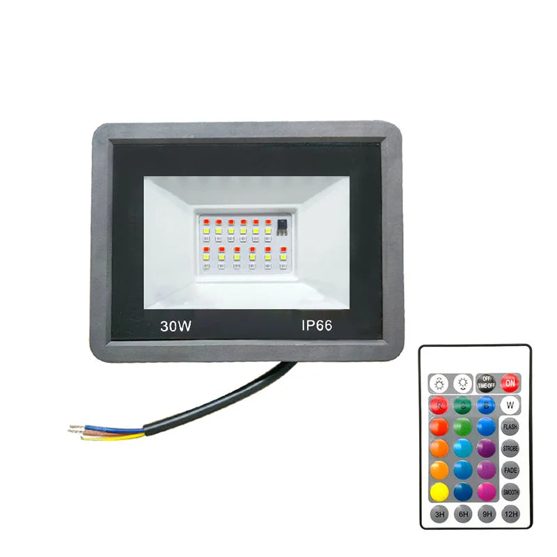 RGB LED Floodlight Outdoor Lighting 220V 30W 50W 100W IP66 Waterproof Outdoor RGB Spotlight Lamps Landscape Lighting