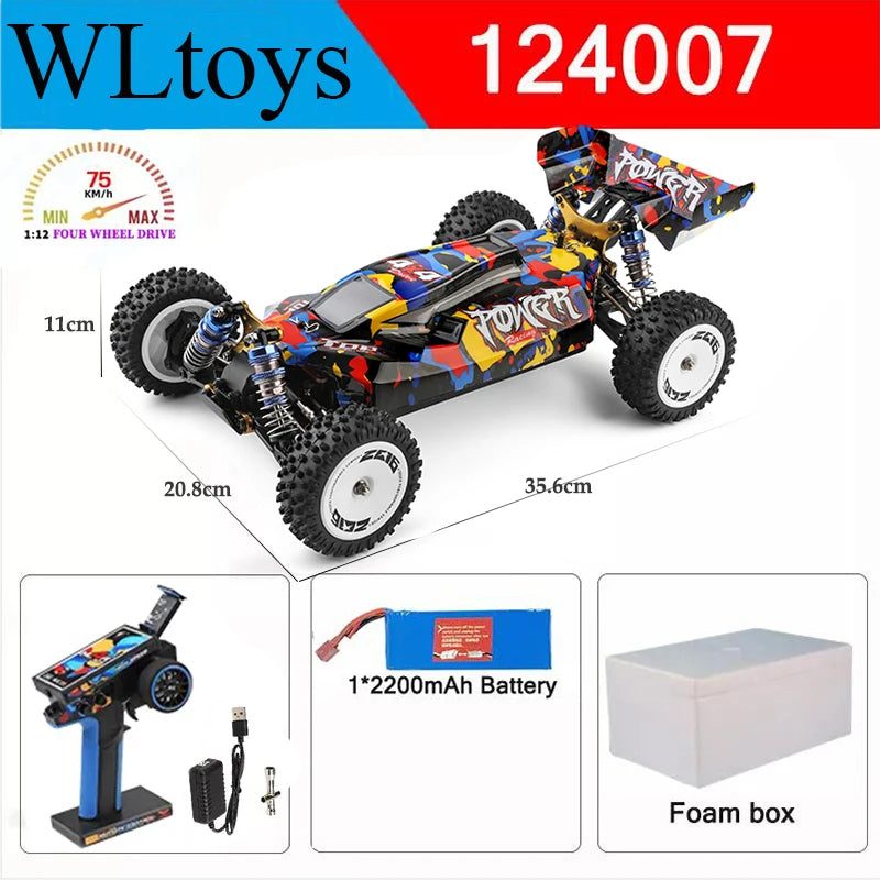 Wltoys New 124017-V8 1/12 2.4G Racing RC Cars 4WD Brushless Motor 75Km/H High Speed Remote Control Off-road Drift Toys For Aduit