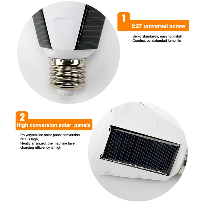 Outdoor Lighting bulb Waterproof Solar Bulb 7W 12W Rechargeable Solar Lamp Portable E27 Led Bulb Light Energy Camping