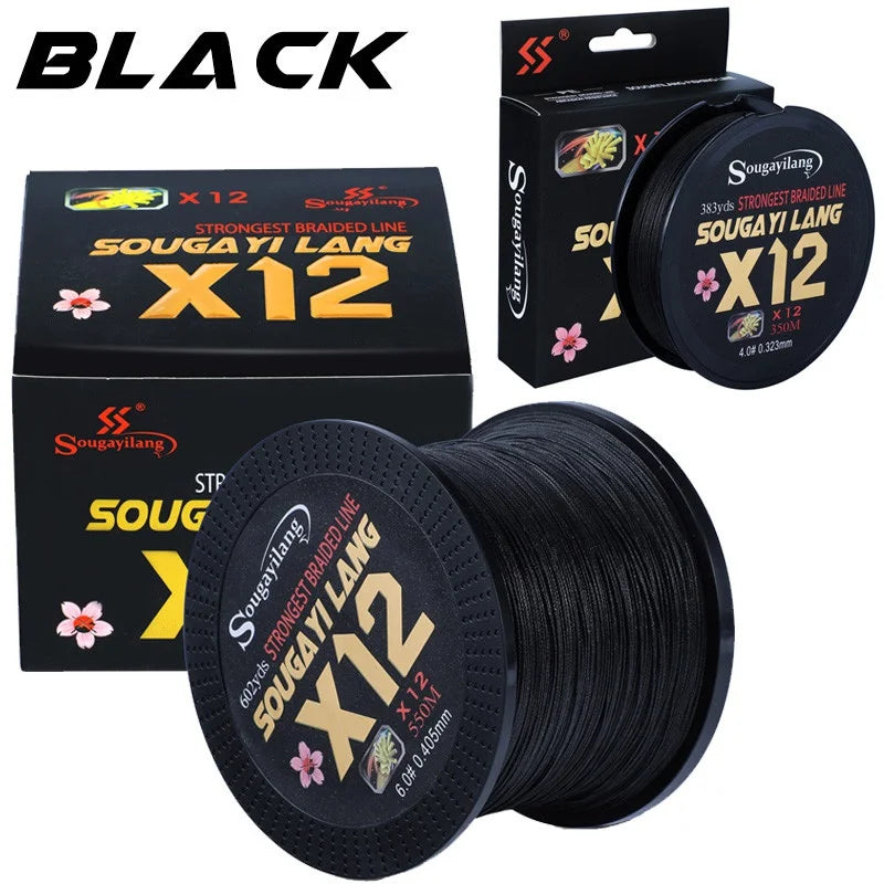 Sougayilang NEW Fishing Line 12 Strands PE Braid Abrasion Resistant Fishing Wire for Freshwater Saltwater Outdoor Fishing Gear