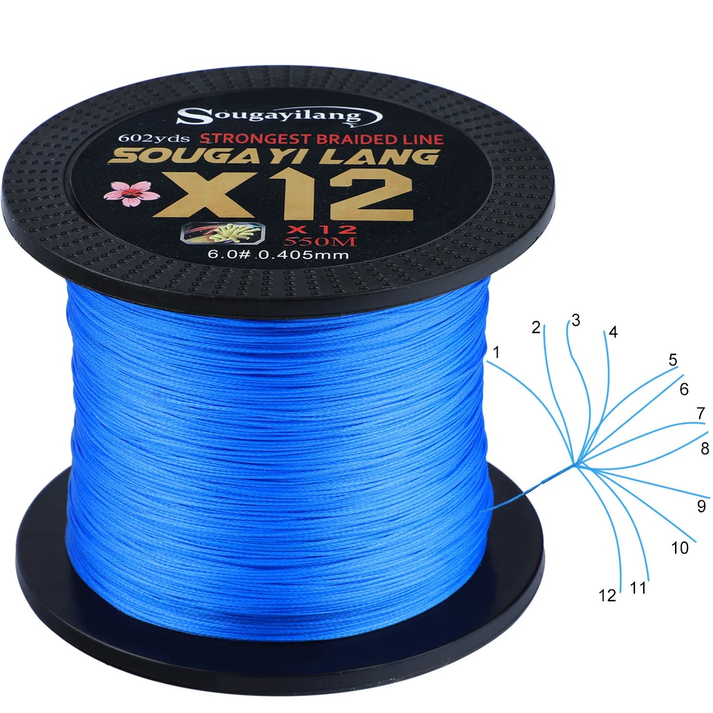 Sougayilang NEW Fishing Line 12 Strands PE Braid Abrasion Resistant Fishing Wire for Freshwater Saltwater Outdoor Fishing Gear