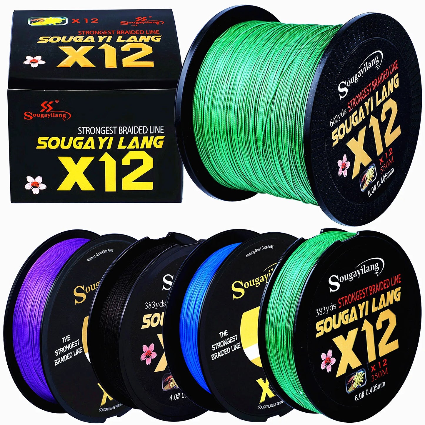 Sougayilang NEW Fishing Line 12 Strands PE Braid Abrasion Resistant Fishing Wire for Freshwater Saltwater Outdoor Fishing Gear