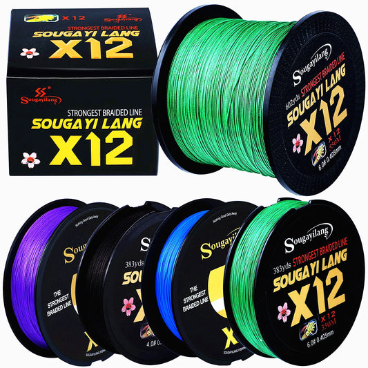 Sougayilang NEW Fishing Line 12 Strands PE Braid Abrasion Resistant Fishing Wire for Freshwater Saltwater Outdoor Fishing Gear