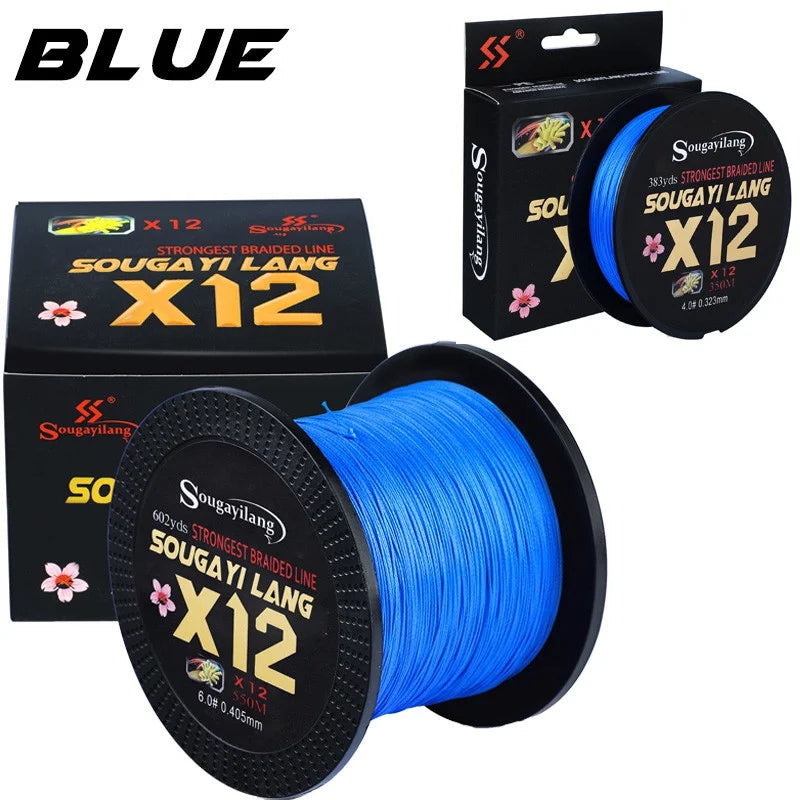 Sougayilang NEW Fishing Line 12 Strands PE Braid Abrasion Resistant Fishing Wire for Freshwater Saltwater Outdoor Fishing Gear