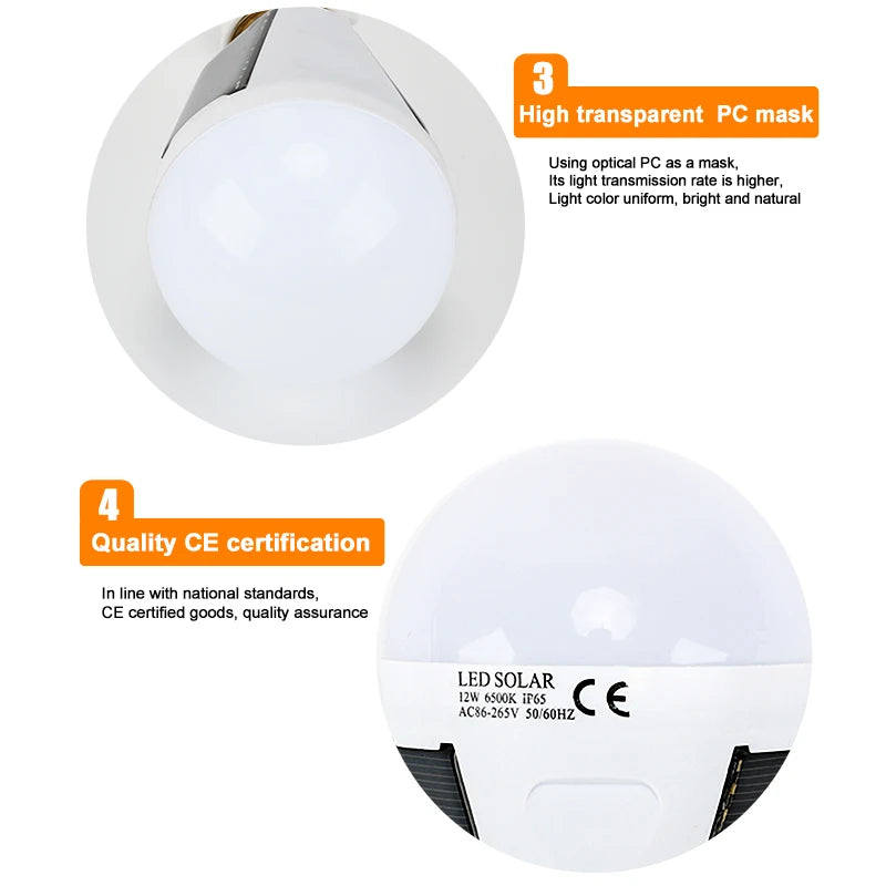 Outdoor Lighting bulb Waterproof Solar Bulb 7W 12W Rechargeable Solar Lamp Portable E27 Led Bulb Light Energy Camping