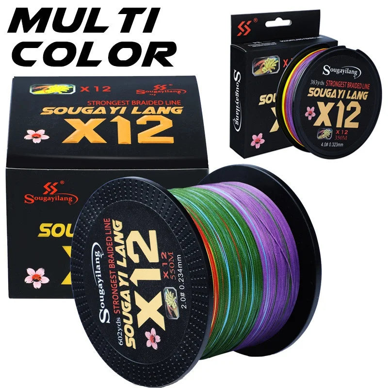 Sougayilang NEW Fishing Line 12 Strands PE Braid Abrasion Resistant Fishing Wire for Freshwater Saltwater Outdoor Fishing Gear