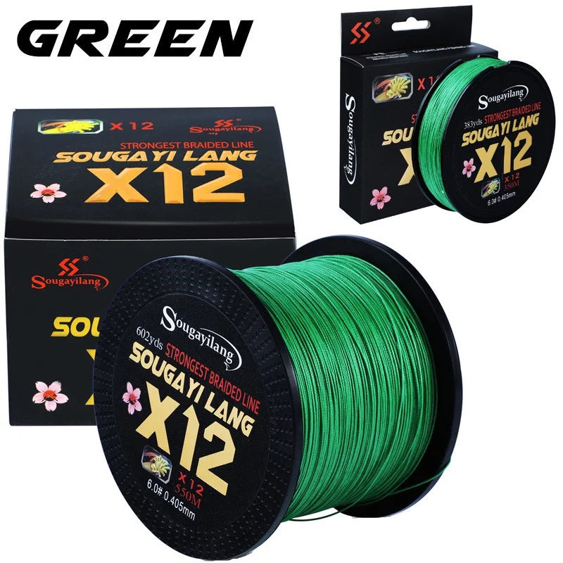 Sougayilang NEW Fishing Line 12 Strands PE Braid Abrasion Resistant Fishing Wire for Freshwater Saltwater Outdoor Fishing Gear