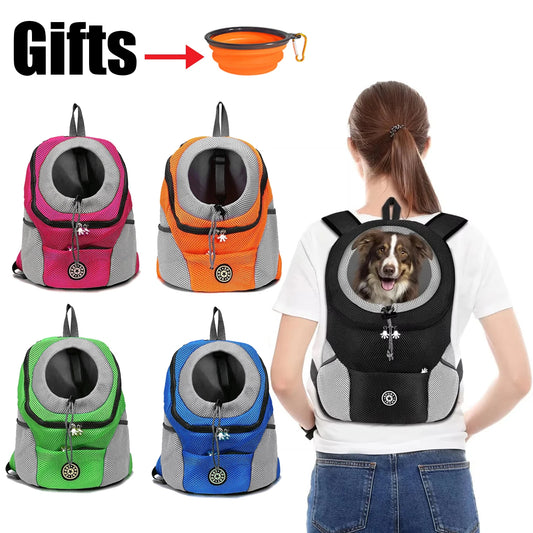 Dog Carrier Backpack Hands-Free Pet Shoulder Bag for Bike Riding Outdoor Hiking Secure Comfortable Travel Camping Bag