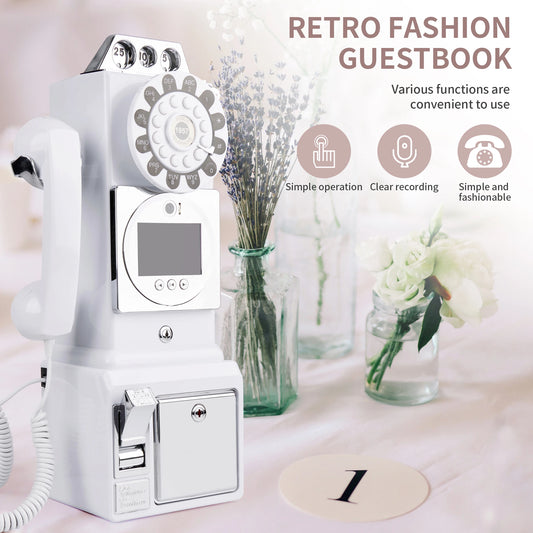 Retro style wedding party video guest book phone retro phone booth  message recording MP4 video audio message book phone