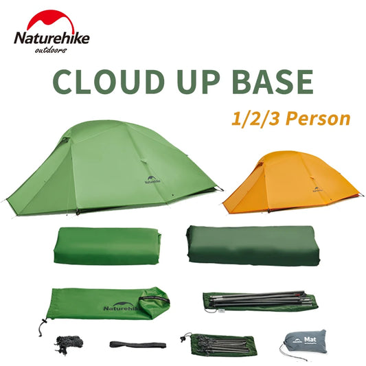 Naturehike Cloud Up Base Tent 1 2 3 Person Waterproof Double Layer Outdoor Hiking Camping Backpacking Cycling Tent 210T Nylon