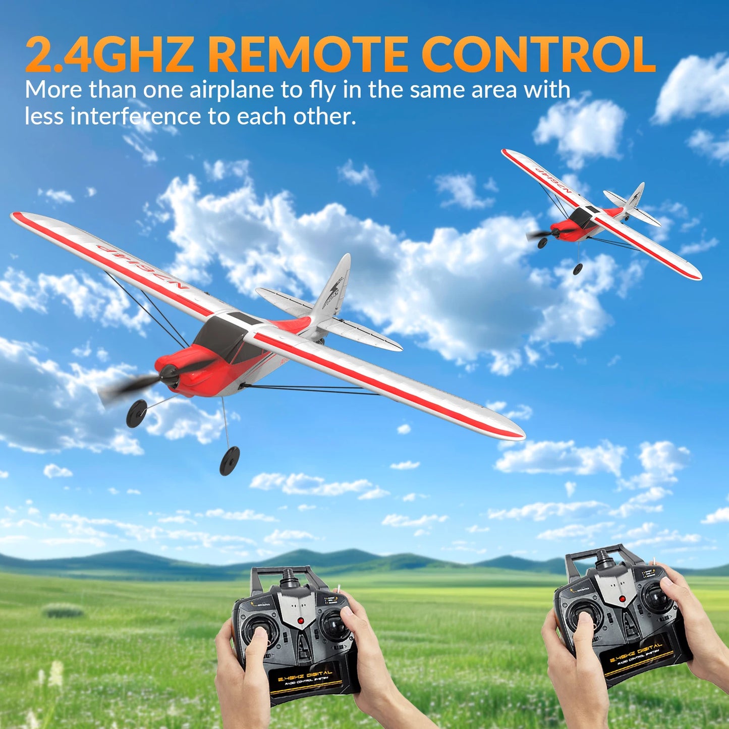 VOLANTEXRC RC plane Sport Cub 500 2.4Ghz 4CH 500mm Wingspan With Xpilot Stabilization System One Key Aerobatic 761-4 RTF