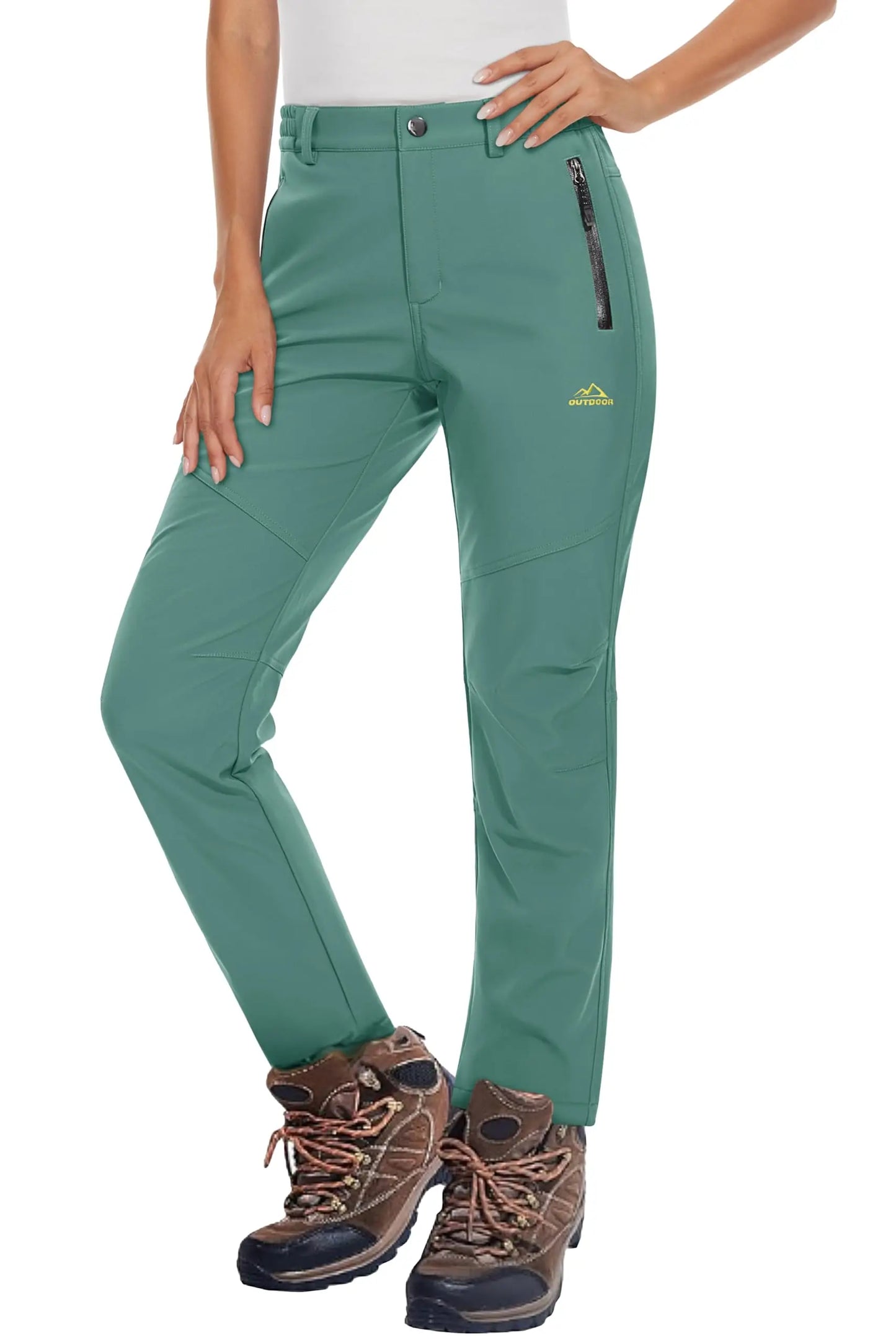 KEFITEVD Women's Winter Fleece Soft Shell Hiking Pants Warm Thermal Waterproof Windproof Trousers Outdoor Ski Camping Fishing