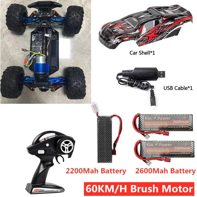 Professional Adult 80KM/H Alloy Frame RC Brushless Car Toys 4WD Buggy High Speed Racing Truck 200M Brake 1:10 RC Cars Model Toy