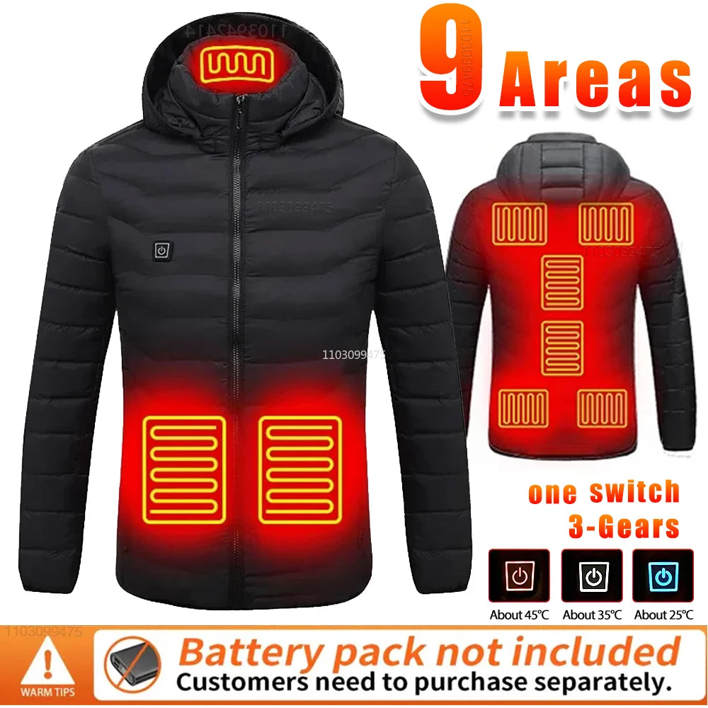New Winter Heated Jackets Men Women Camping Ski Thermal Clothing Self Heating Vest Coat Heated Hunting Jackets 2/9/21/25 Zones