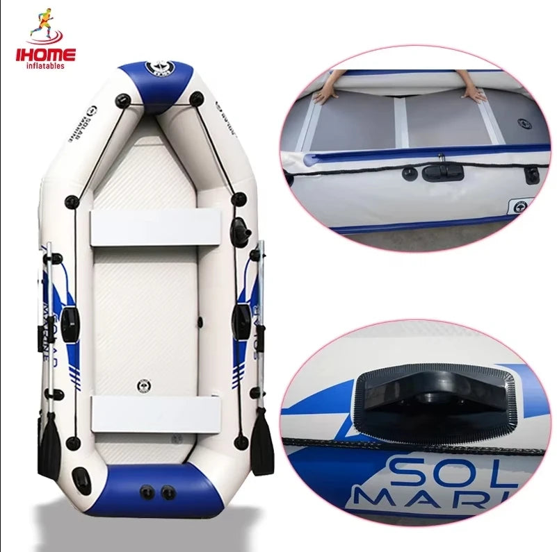 PVC Inflatable Boat 3 Layer Inflatable Fishing Boats Laminated Wear-Resistant Kayak Boats for 2-6 Person Kayak Rowing Canoe