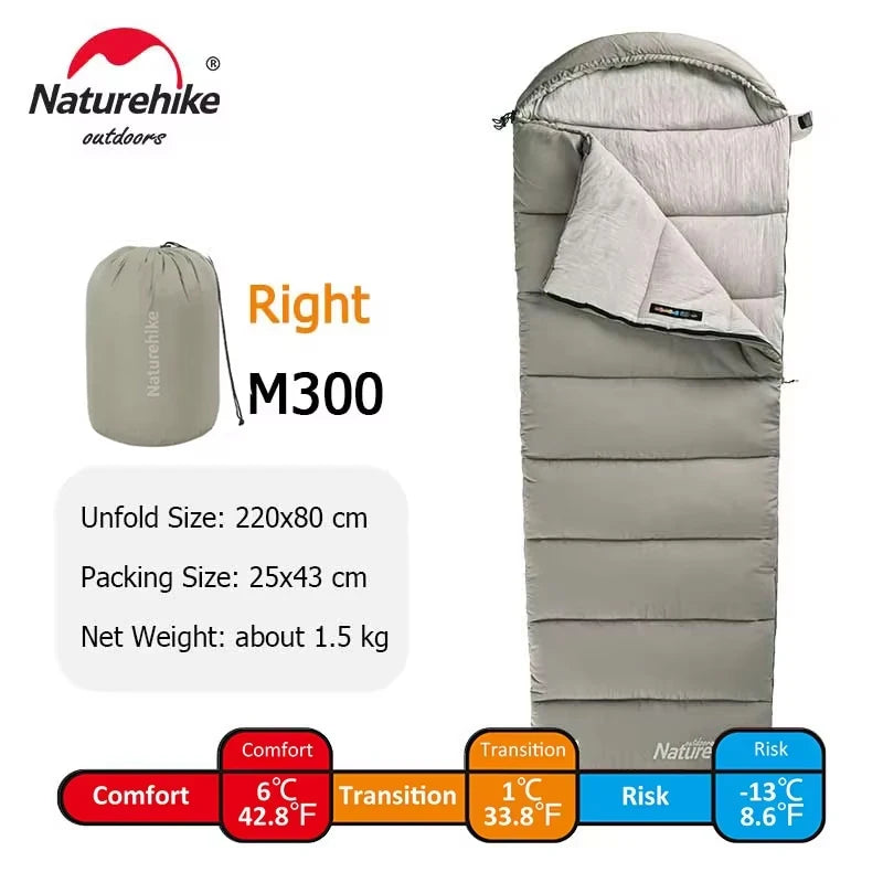 Naturehike Sleeping Bag M180 Lightweight Sleeping Bag M300 Double Camping Sleeping Bag M400 Machine Washable Winter Sleeping Bag