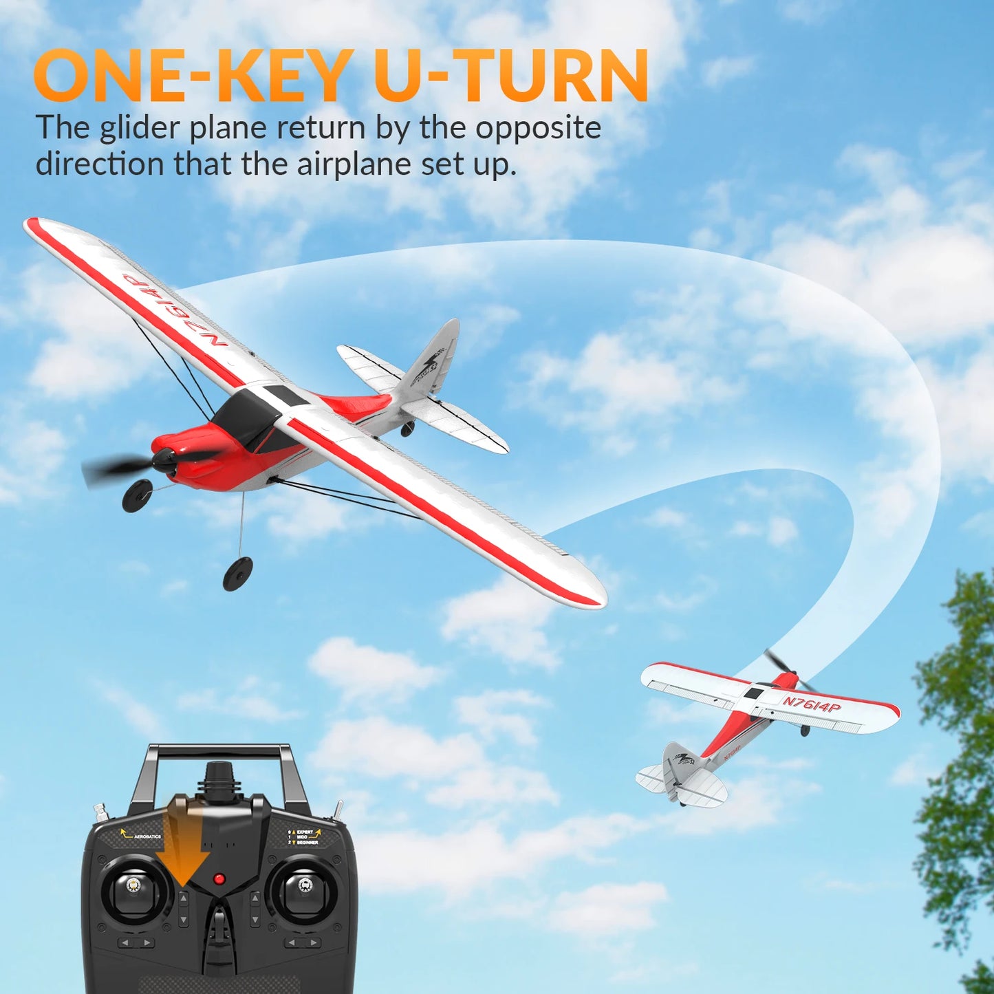 VOLANTEXRC RC plane Sport Cub 500 2.4Ghz 4CH 500mm Wingspan With Xpilot Stabilization System One Key Aerobatic 761-4 RTF