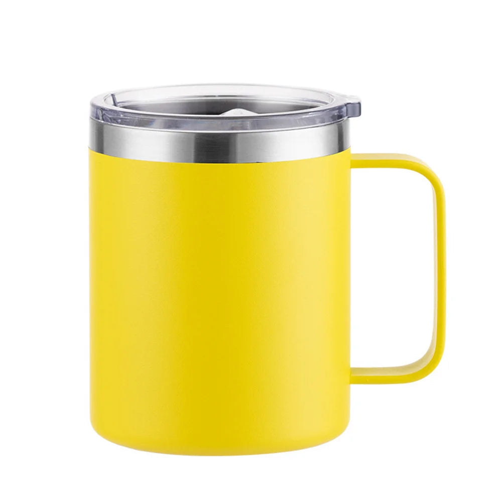 12oz Stainless Steel Mug with Handle Insulated Coffee Cup Insulated Tumbler Sliding Lid Gift for Camping, Office, Home, School