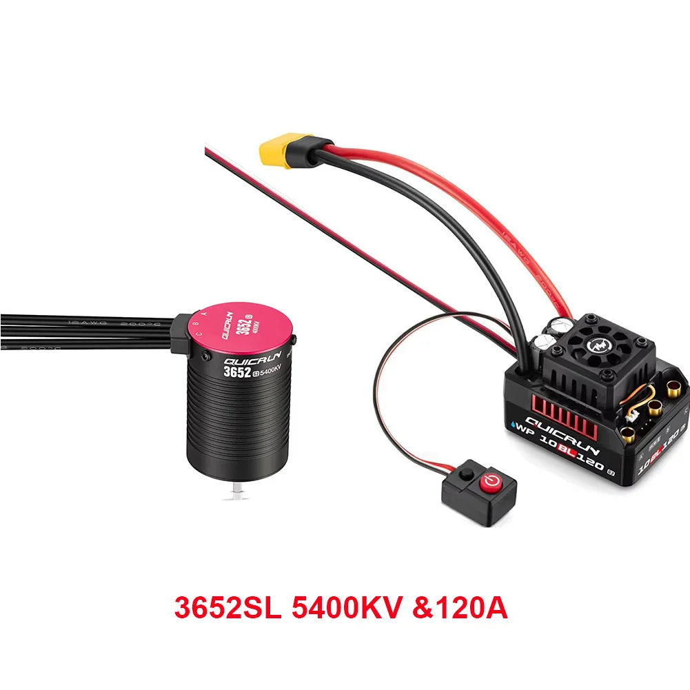 HobbyWing QuicRun WP 10BL120 G2 120A Waterproof Sensorless Brushless ESC Speed Controller 3652 3660 G2 Motor for 1/10 RC Cars