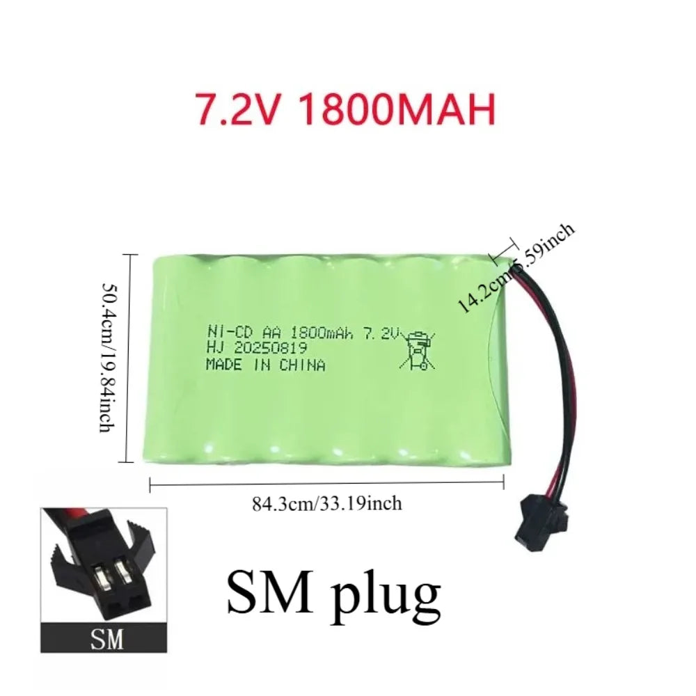 AA Rechargeable Nickel-cadmium Battery 7.2V 1800mAh Suitable for Remote Control Devices Such As Toy Cars Boats and Robots.