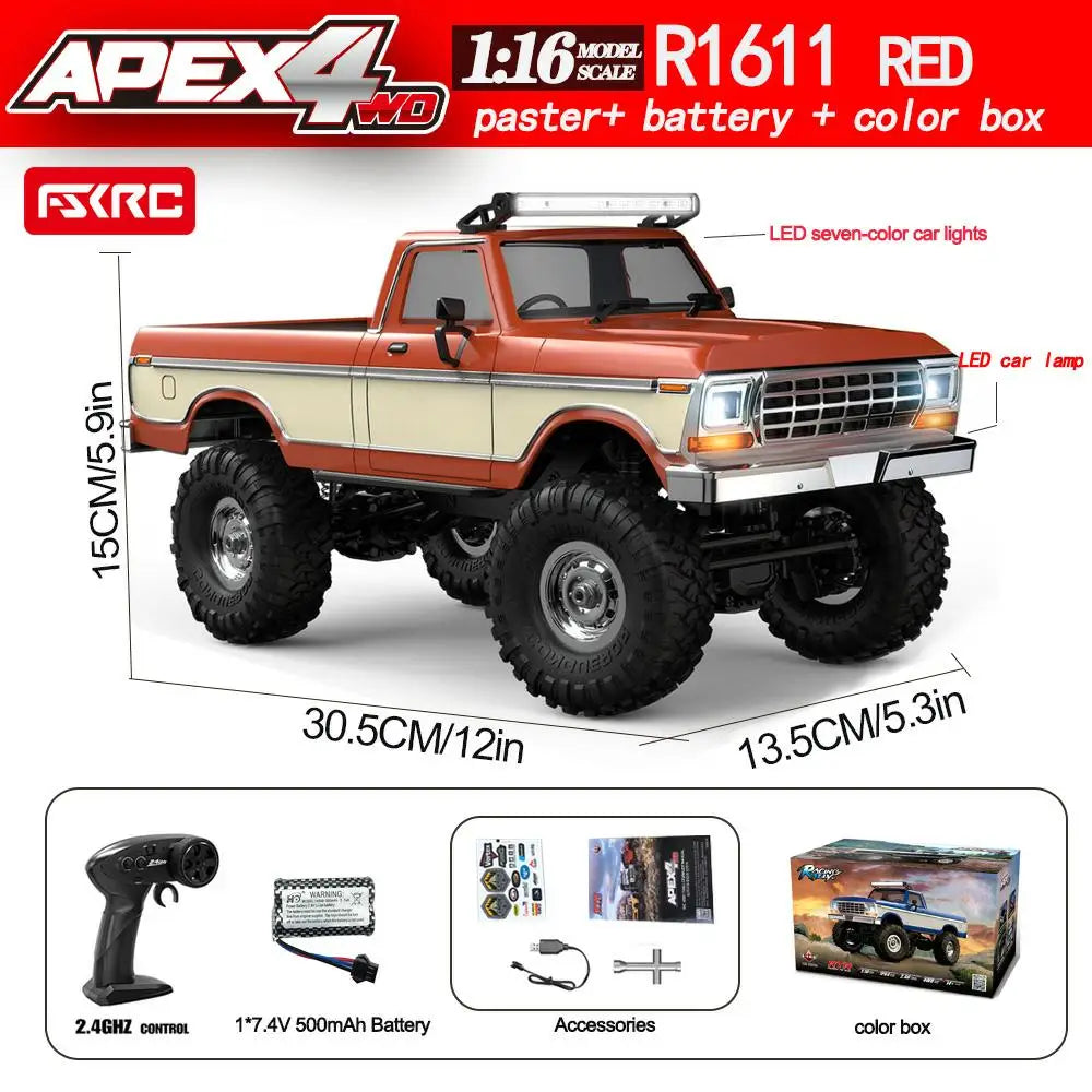 HB R1601 Rc Crawler 1/16 Rc Car 4WD Rtr With Led 2.4g Electric Remote Control Rock Buggy Off-Road Vehicle Rc Cars For Boy Toy