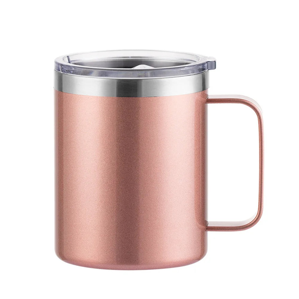 12oz Stainless Steel Mug with Handle Insulated Coffee Cup Insulated Tumbler Sliding Lid Gift for Camping, Office, Home, School