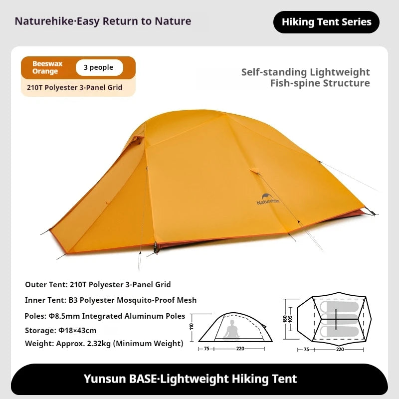 Naturehike Cloud Up Base Tent 1 2 3 Person Waterproof Double Layer Outdoor Hiking Camping Backpacking Cycling Tent 210T Nylon
