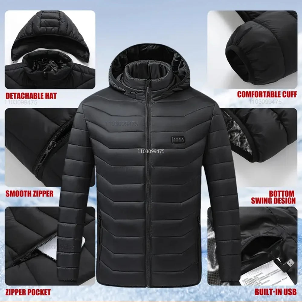 New Winter Heated Jackets Men Women Camping Ski Thermal Clothing Self Heating Vest Coat Heated Hunting Jackets 2/9/21/25 Zones