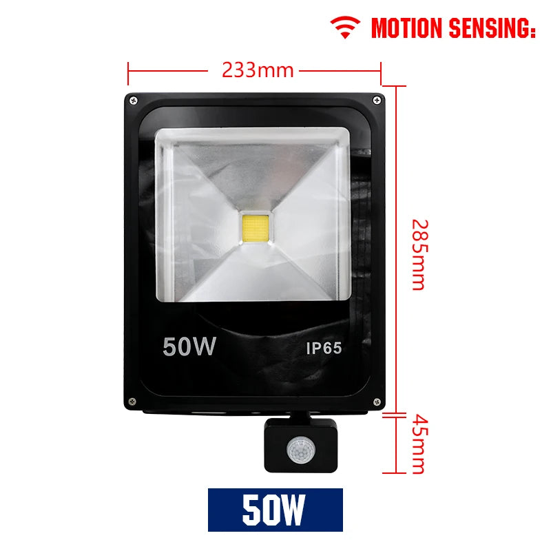 Led Floodlight 10W 30W 50W 220V Reflector Flood Light Waterproof Ip65 Garden Spotlight Pir Motion Sensor Wall Outdoor Lighting