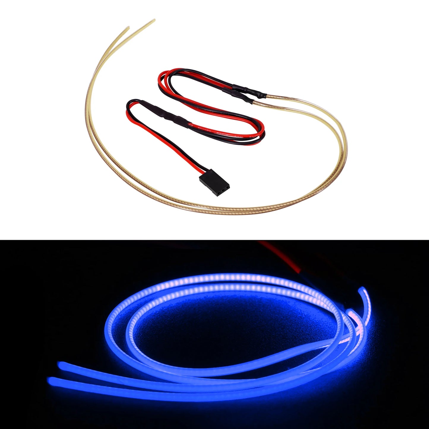 INJORA Flexible Cuttable LED Strip Lights for RC Cars (Red, Warm White, Ice Blue, Pinkish Purple, Green, Dark Blue)