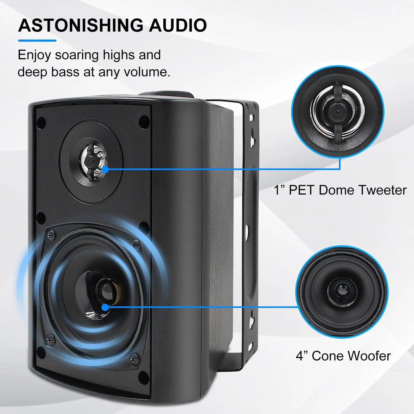 Herdio 4 Inch Outdoor Speaker Passive 400W Wireless Stereo Subwoofer Music Full Range Audio Bass Loudspeaker For Home Theater