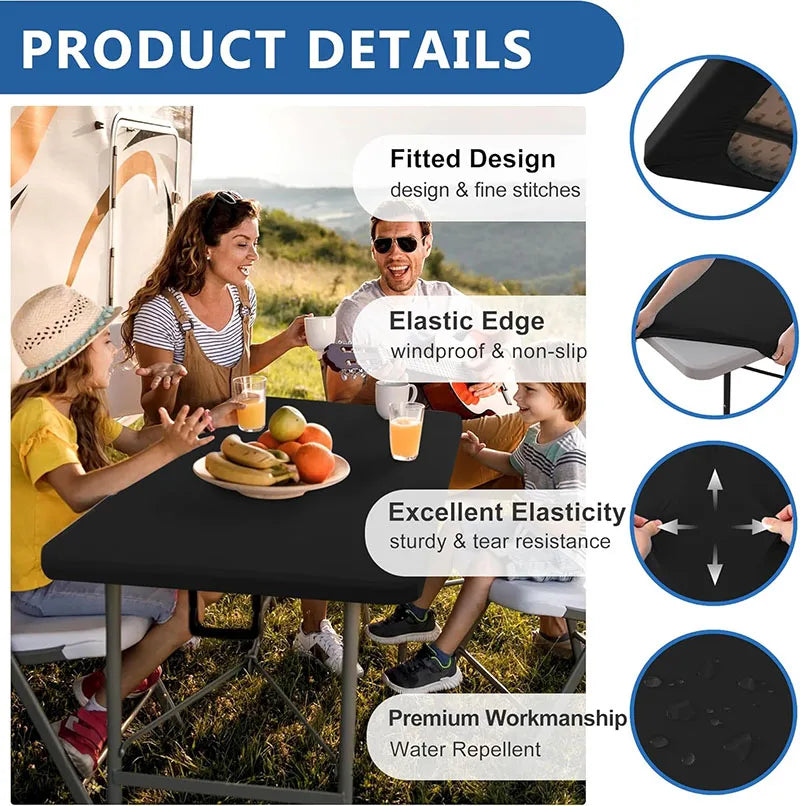 Spandex Tablecloth Washable and Wrinkle Resistant Patio Elastic Table Cover for Camping Dining Room Patio Kitchen Banquet Party
