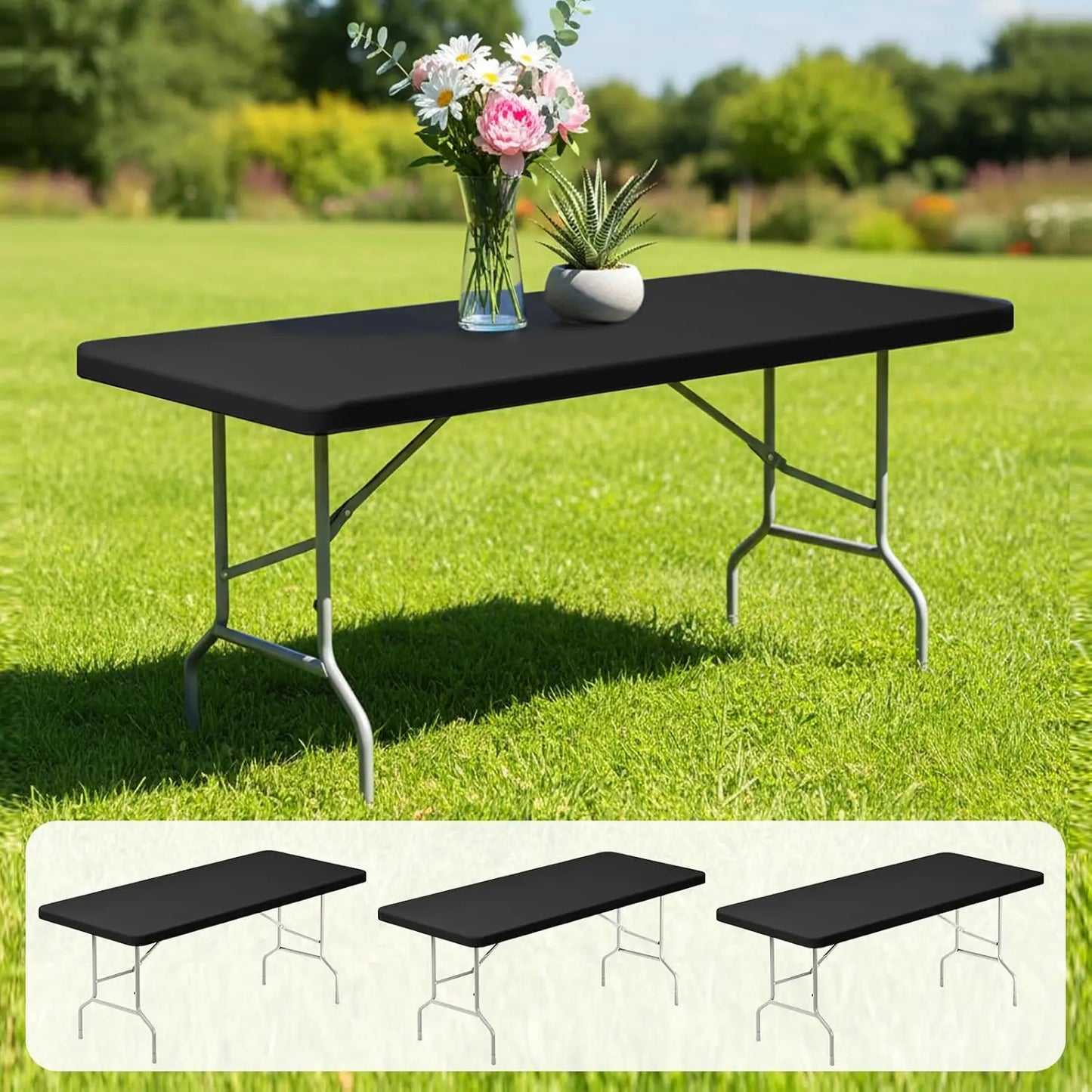 Spandex Tablecloth Washable and Wrinkle Resistant Patio Elastic Table Cover for Camping Dining Room Patio Kitchen Banquet Party