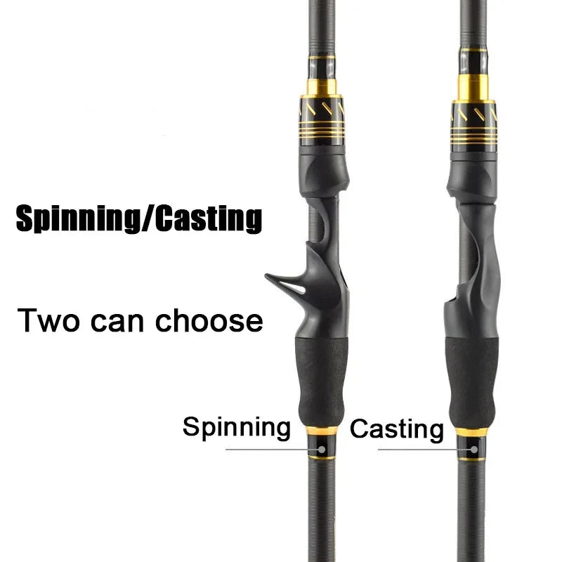 1.8M-2.1M Carbon Fishing Rod MH Spinning Casting Telescopic Fishing Rod Ultralight Weight Fishing Pole Travel FishingTackle