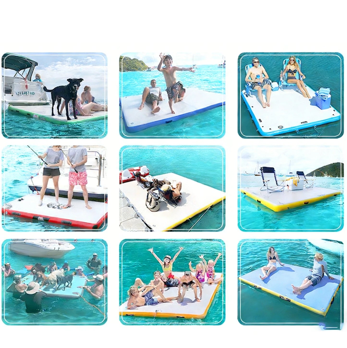 New Outdoor Fishing Inflatable Floating Platform Set for Water Yoga/Fishing/Camping Floating Board PVC Thickness Air Mattress