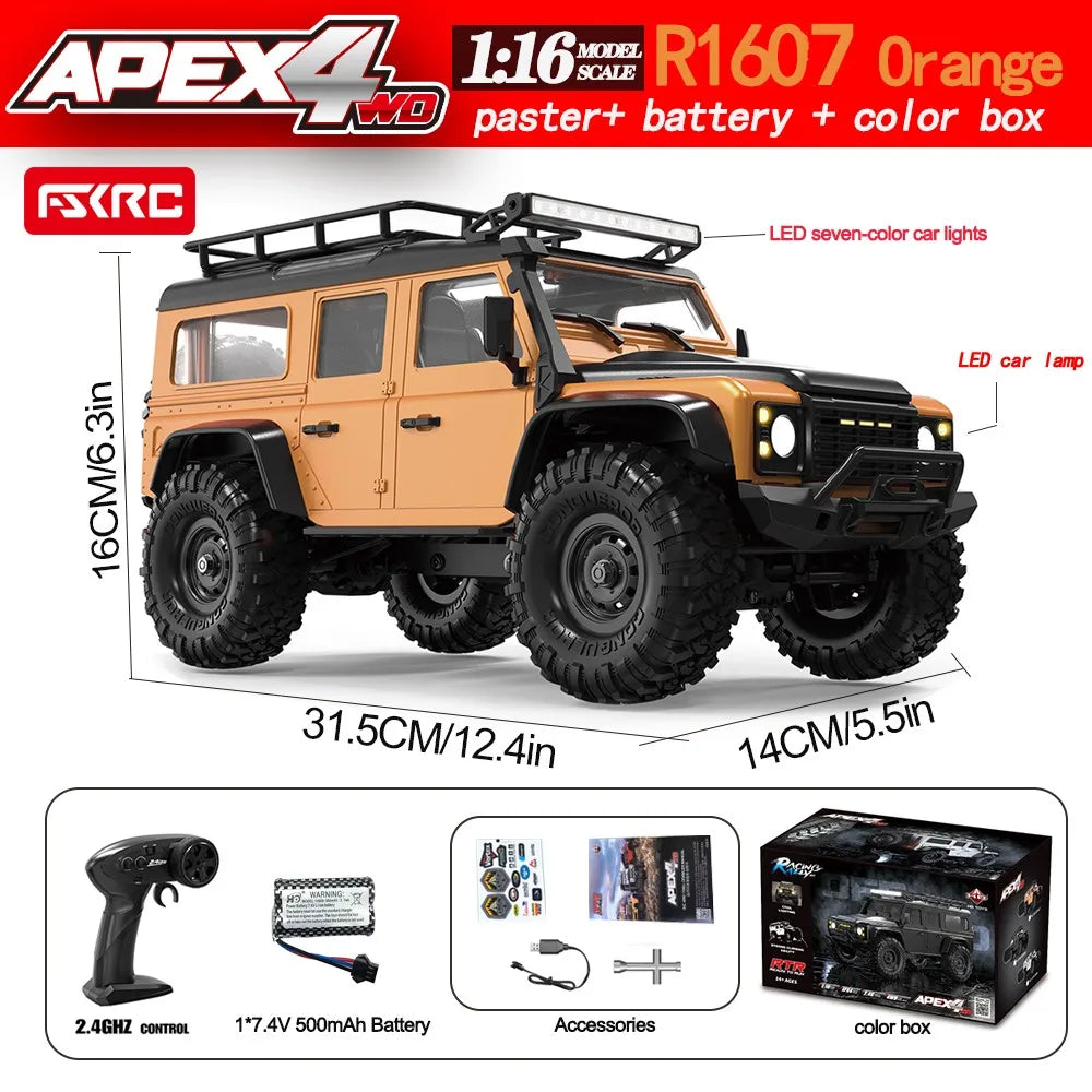 HB R1601 Rc Crawler 1/16 Rc Car 4WD Rtr With Led 2.4g Electric Remote Control Rock Buggy Off-Road Vehicle Rc Cars For Boy Toy