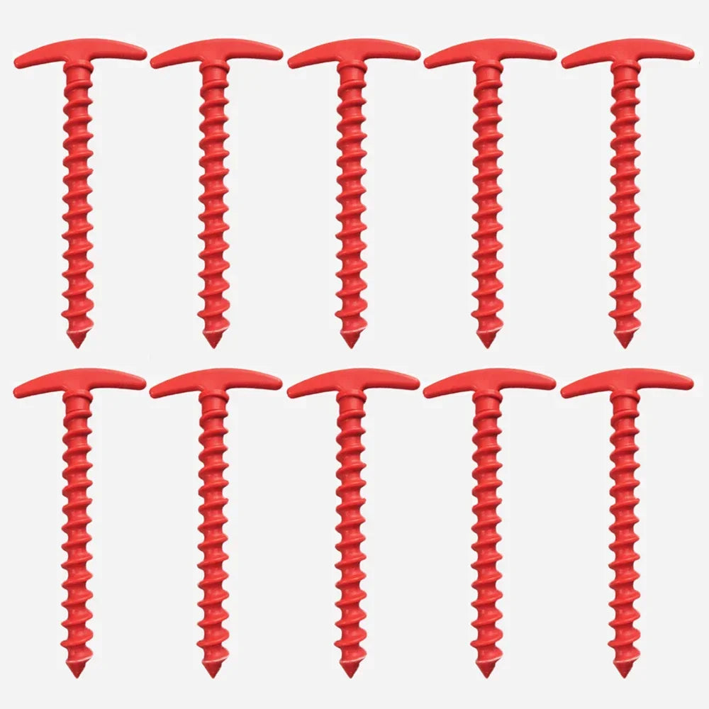 10pcs Tent Nails Outdoor Camping Trip Tent Peg Ground Nails Screw Nail Stakes Pegs Plastic Sand Pegs Trip Beach Tent Stakes Pegs
