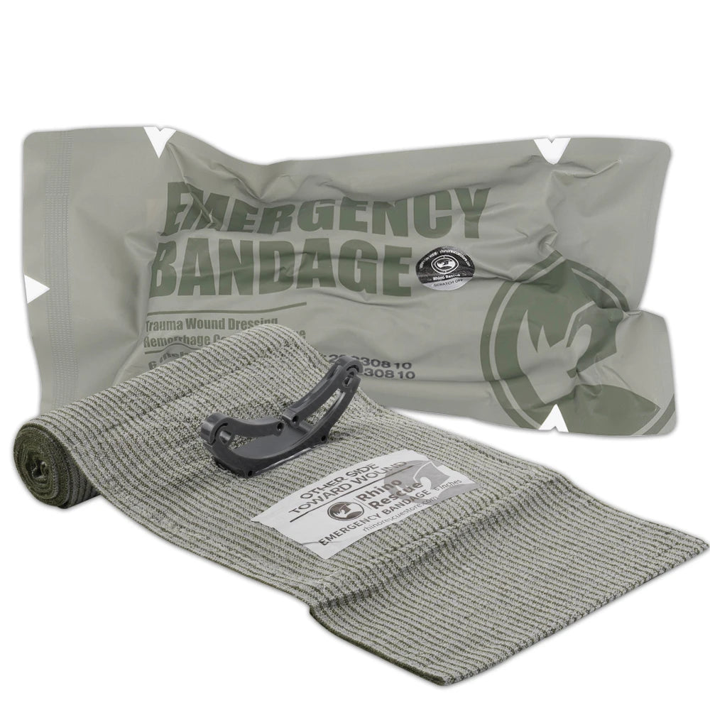 RHINO RESCUE 4" 6" Emergency Pressure Bandage Wound Dressing IFAK Kit High Elasticity Vacuum Packed Outdoor Hiking Essentials