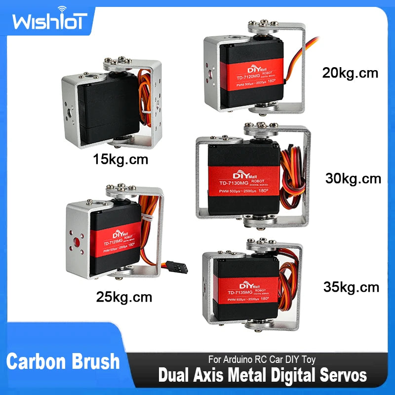 15/20/25/30/35kg Metal Digital Servo 4.8-8.4V 180/270 Degree Dual-Axis Servo Brushed Motor Angle Control for Robots RC Cars