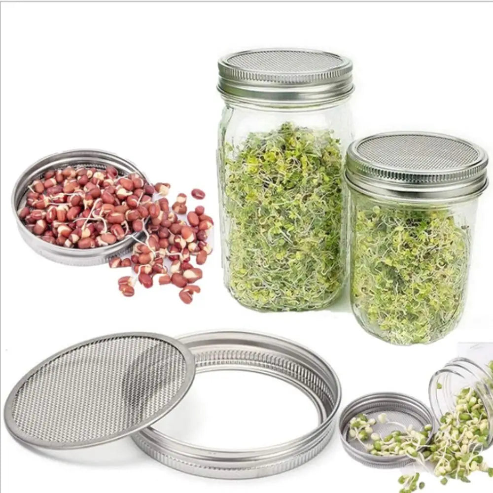 16/32oz Sprouting Jars with Screen Lids Sprouts Growing Kit Wide Mouth Mason Jar Seed Germination Kit Indoor Sprouter Set