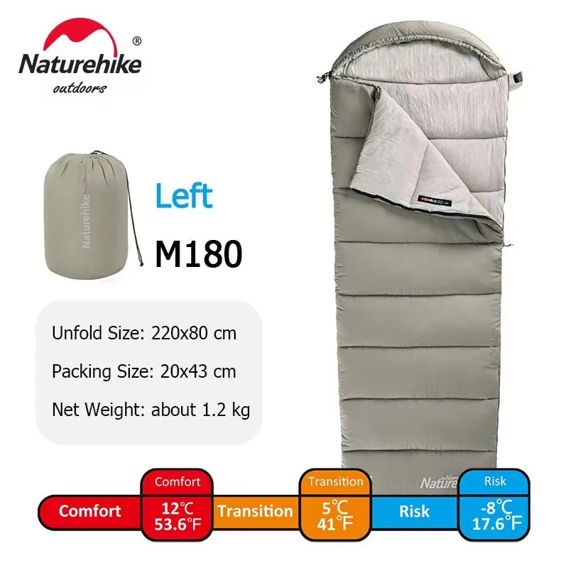 Naturehike Sleeping Bag M180 Lightweight Sleeping Bag M300 Double Camping Sleeping Bag M400 Machine Washable Winter Sleeping Bag