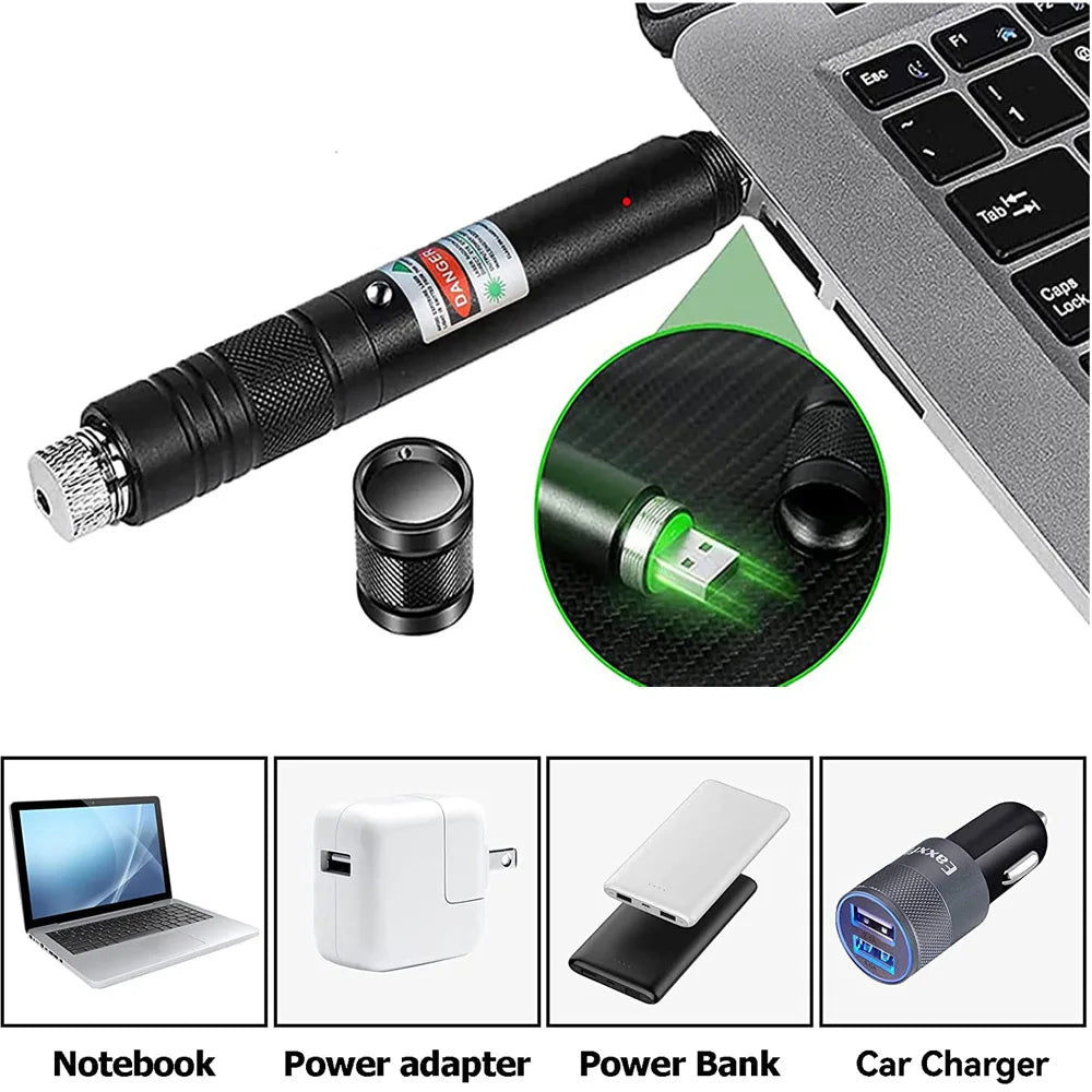 Green Laser Pointer- 710 High Powerful 5mw Combination USB Built-in batteries Continuous Line Laser For Outdoor Camping Hiking